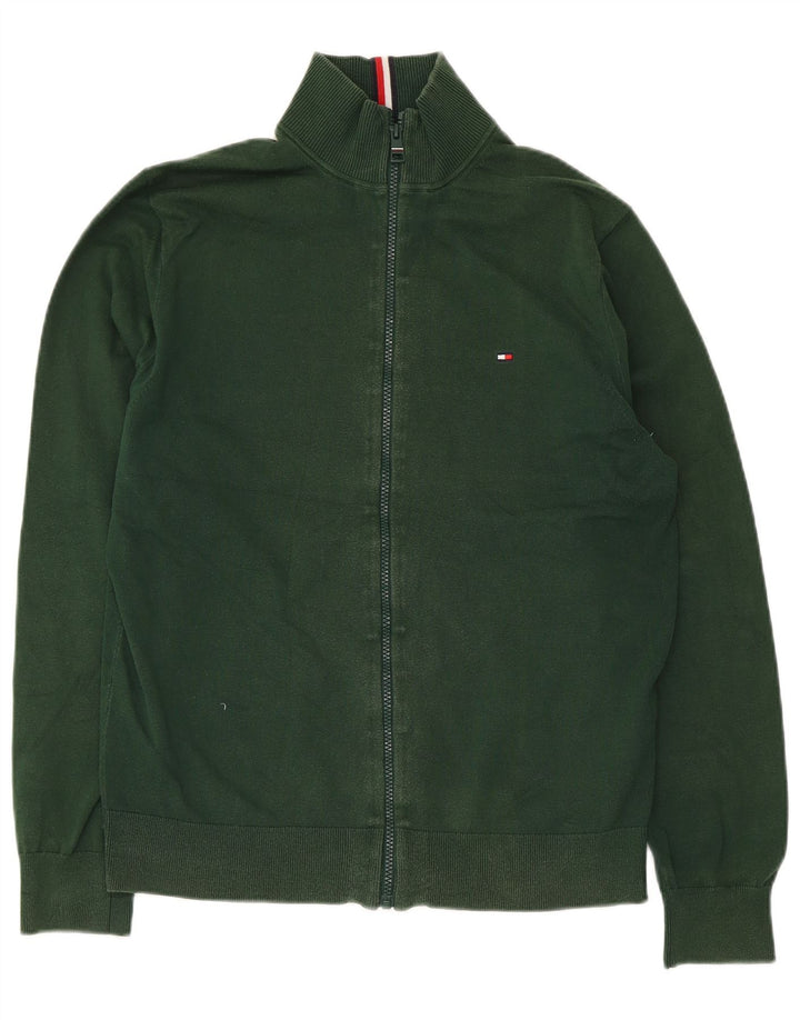 Męski sweter rozpinany Tommy Hilfiger z pełnym zamkiem, średnia zielona bawełna
