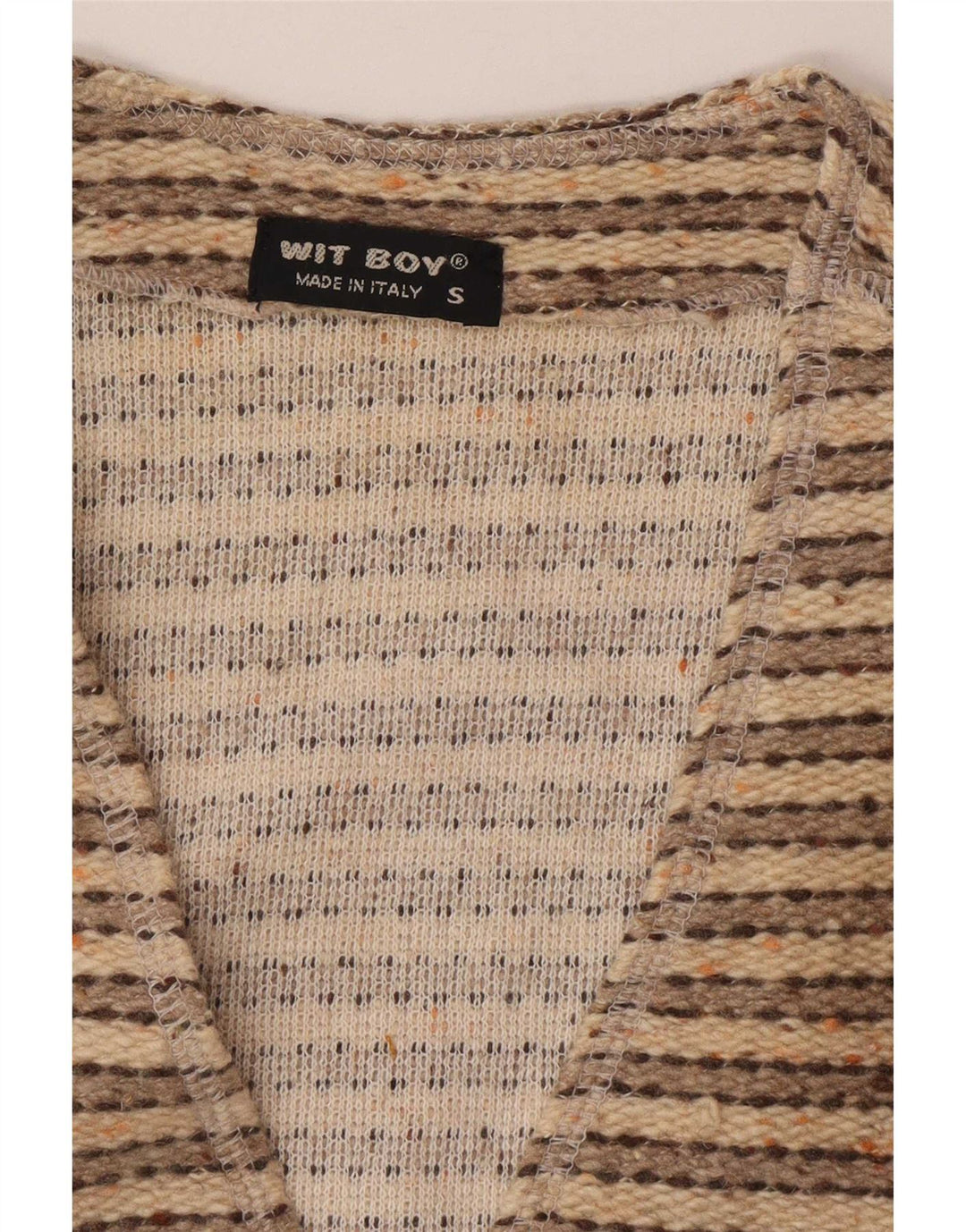 Męski sweter bez rękawów Wit Boy w małe beżowe paski, wełniany