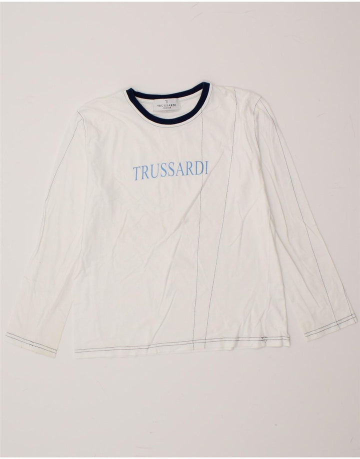 TRUSSARDI JUNIOR Boys Graphic Top Long Sleeve 12-13 Years White Cotton Vintage Trussardi Junior and Second-Hand Trussardi Junior from Messina Hembry 