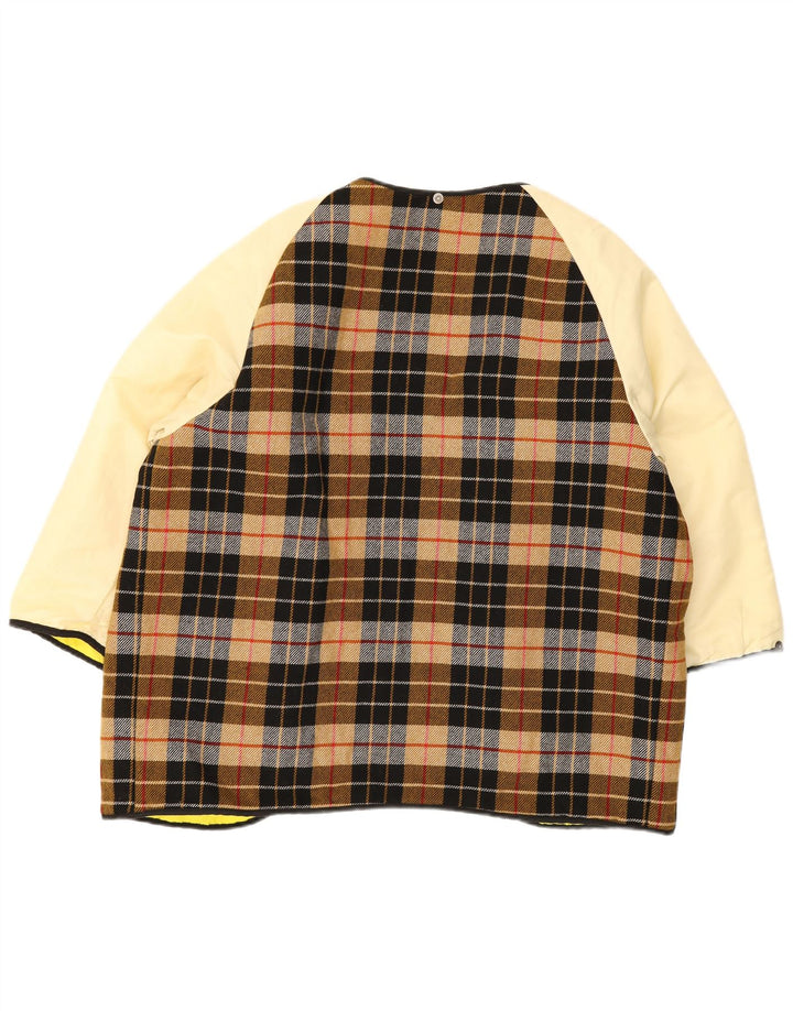 Dwustronna kurtka damska w stylu vintage UK 20 2XL Brązowa wełniana krata