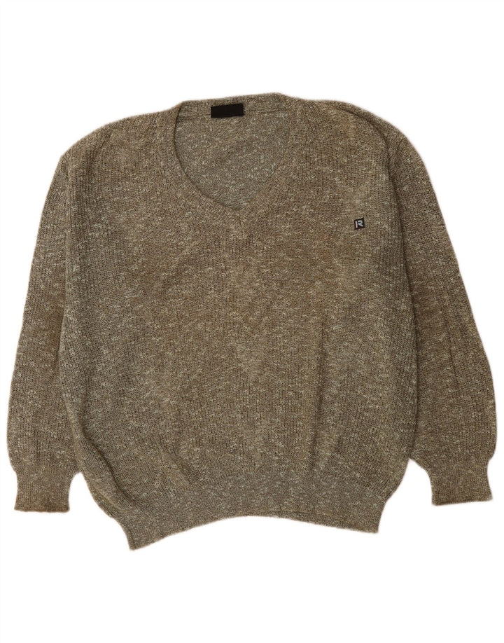 Męski sweter Rasica z dekoltem w kształcie litery V, XL, szary, nakrapiany