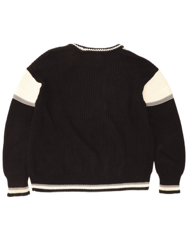 Superdry Mens Graphic Crew Neck Jumper Sweater Medium Black Colourblock