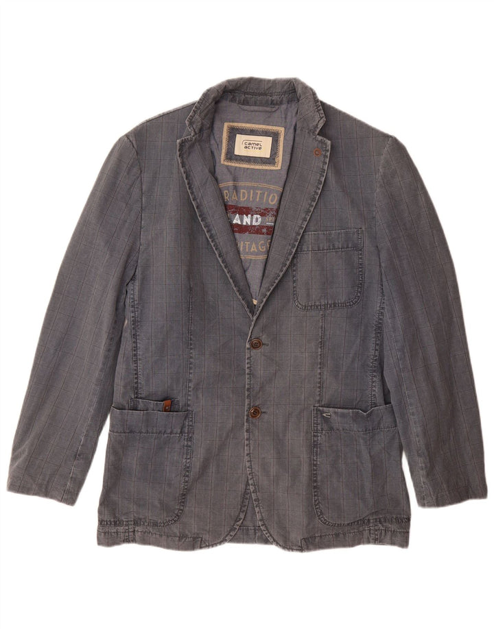 Męska marynarka CAMEL ACTIVE zapinana na 2 guziki IT 48, bawełniana w średnią niebieską kratkę