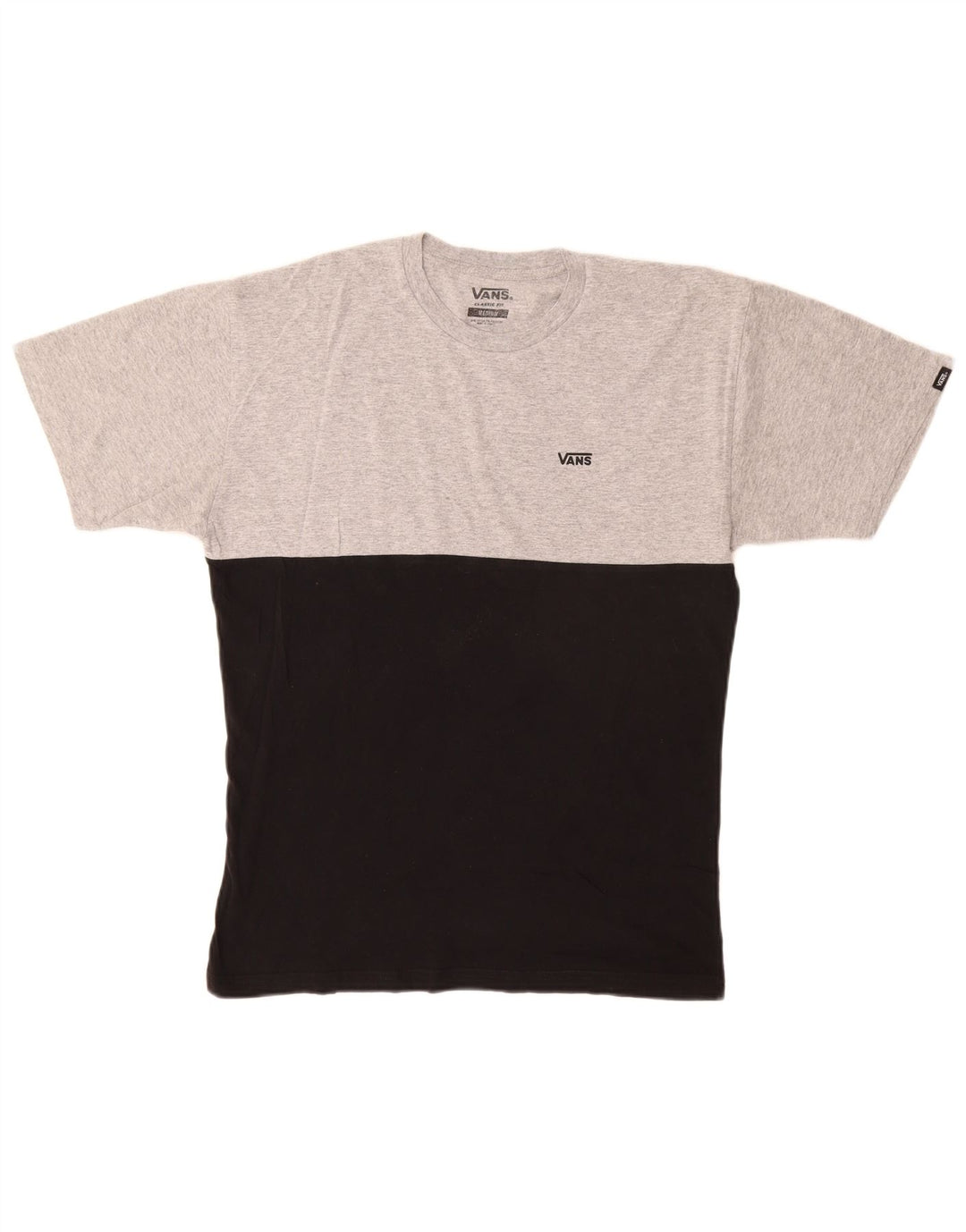 T-shirt męski Vans o klasycznym kroju, bawełniany, średnioszary, z blokami kolorów