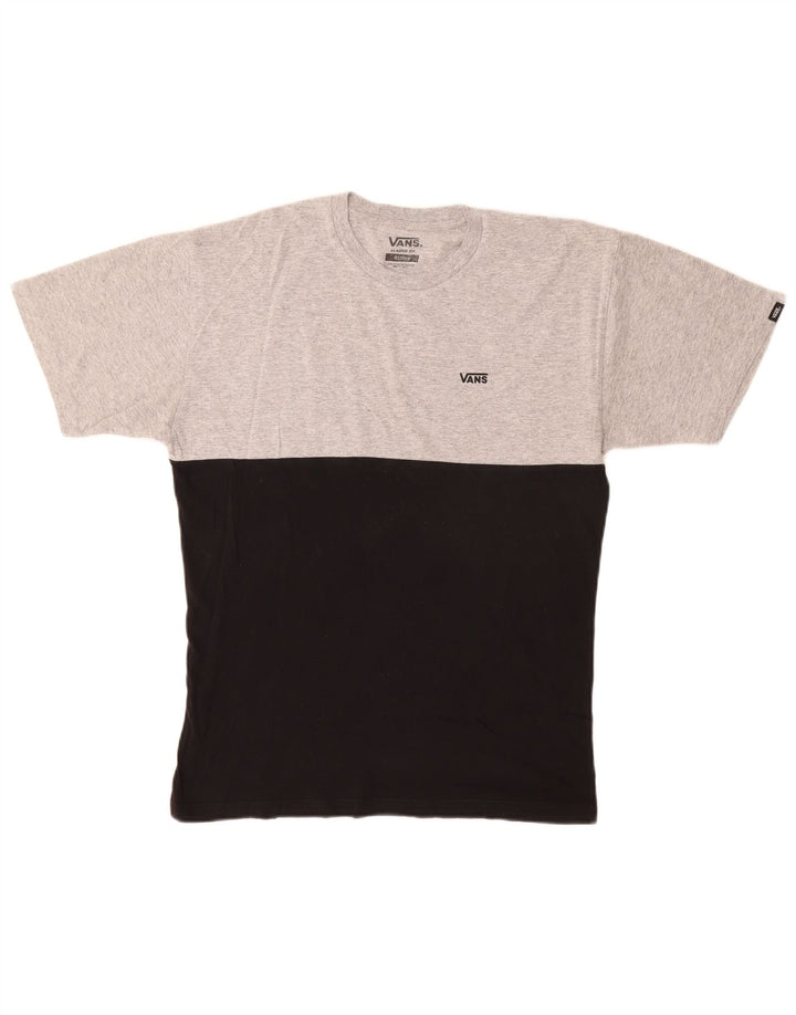 T-shirt męski Vans o klasycznym kroju, bawełniany, średnioszary, z blokami kolorów