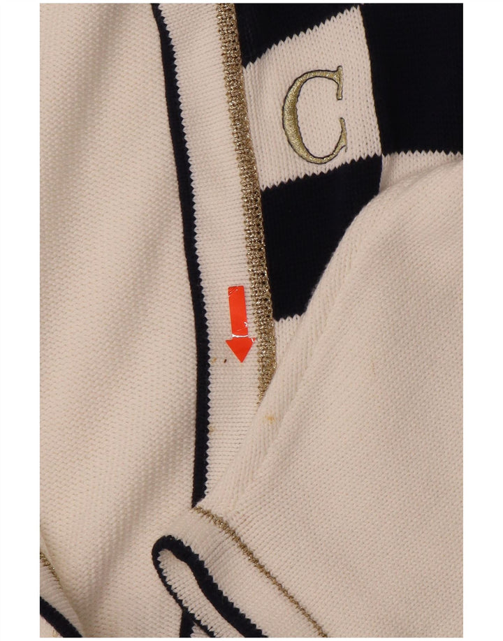 Damski sweter oversize o przedłużonym kroju VINTAGE UK 14 Średni biały