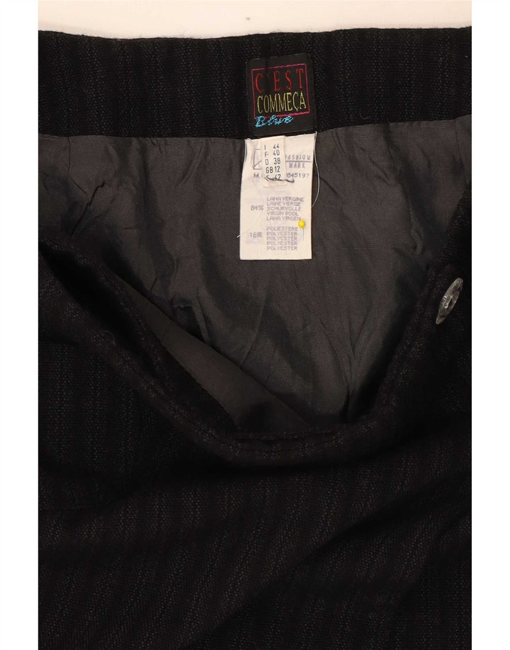 C'EST COMMECA Damska spódnica mini UK 12 Medium W28 Czarna wełna w paski