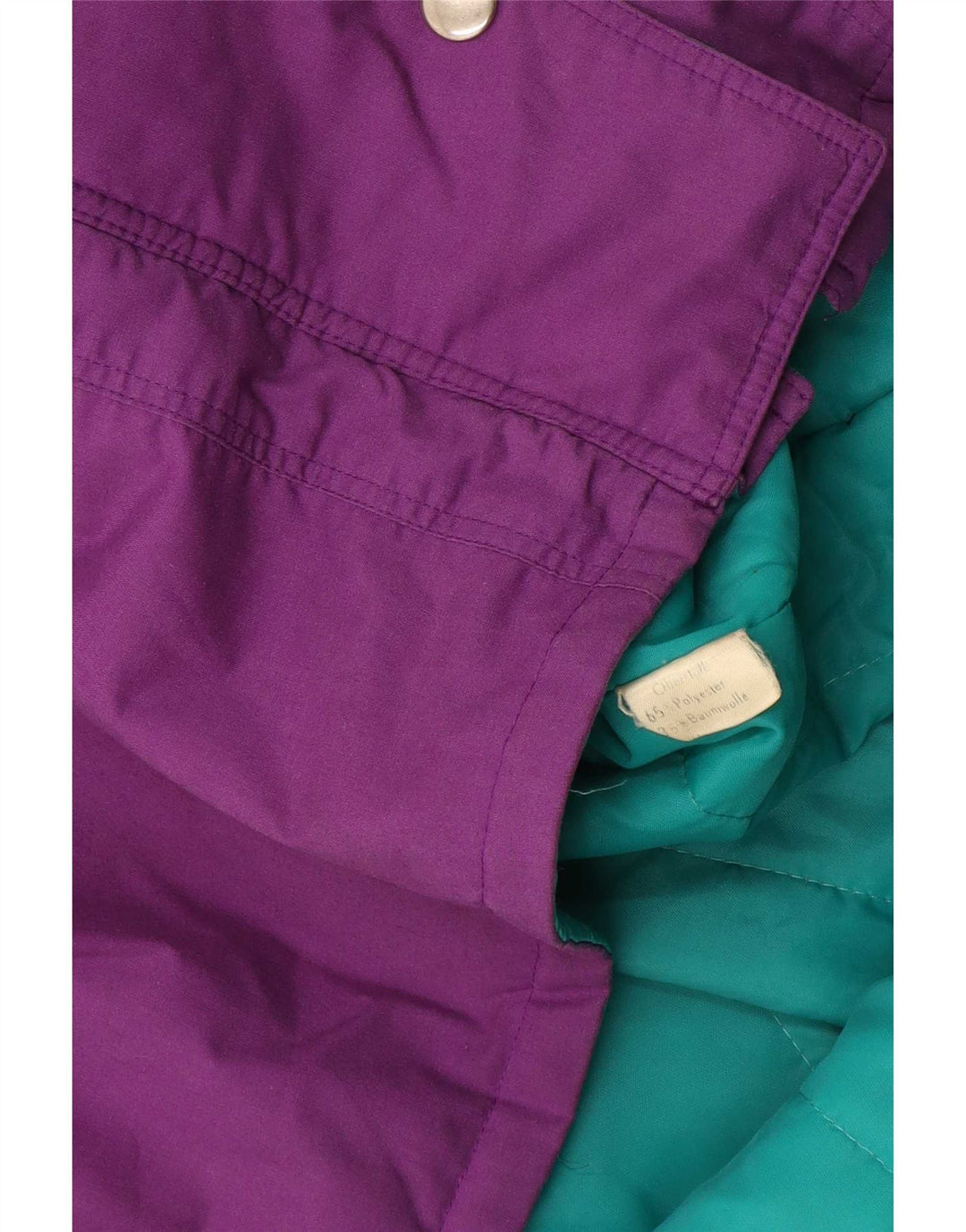 Damska kurtka wiatrówka w stylu vintage UK 18 XL Fioletowy poliester z blokami kolorów