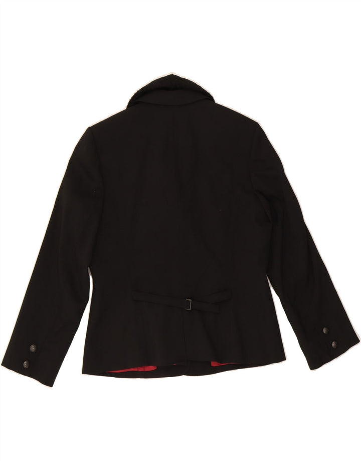 HUCKE Womens 3 Button Blazer Jacket UK 14 Large Black Polyester Vintage Hucke and Second-Hand Hucke from Messina Hembry 