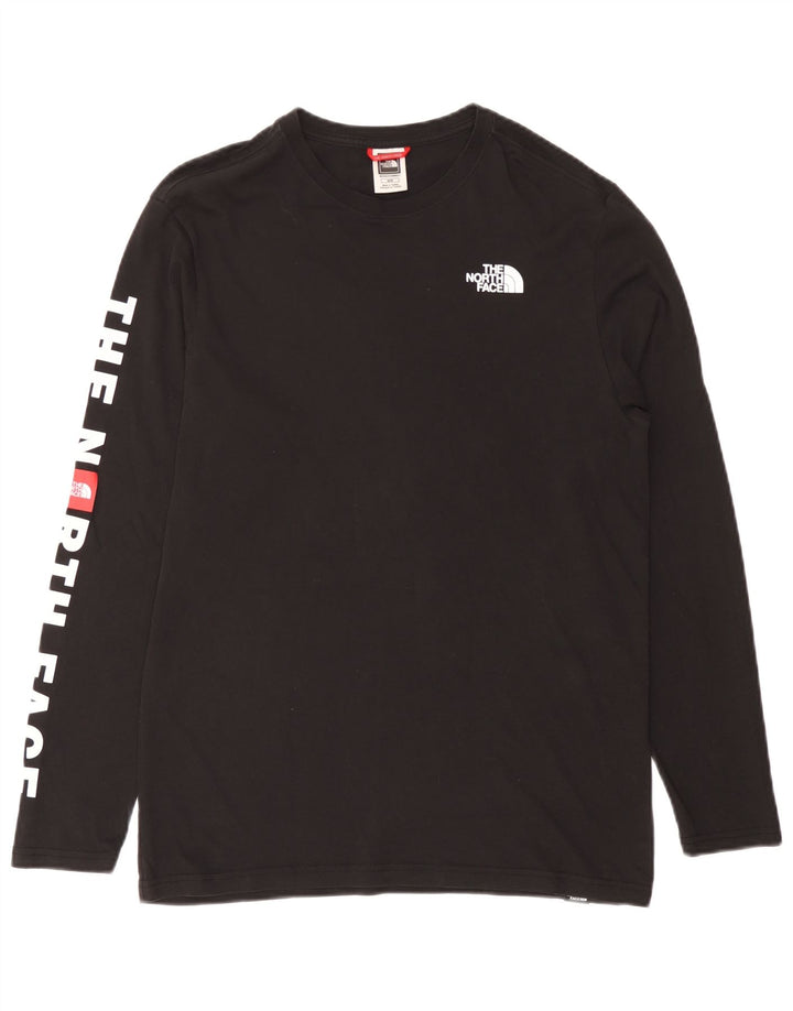 Męski top graficzny z długim rękawem The North Face, średniej wielkości, czarny, bawełniany
