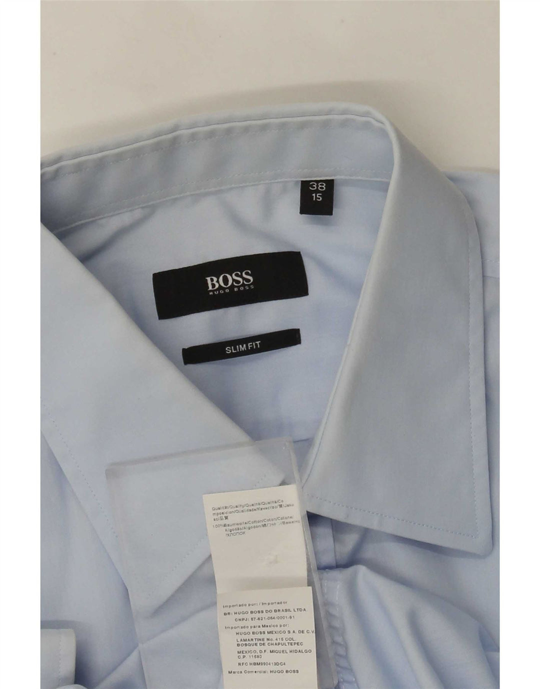 Koszula męska Hugo Boss Slim Fit, rozmiar 38 15, średnia niebieska bawełna