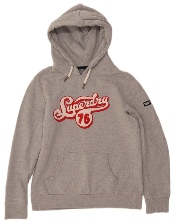 Damski sweter z kapturem i grafiką SUPERDRY UK 14, średnioszary, bawełniany