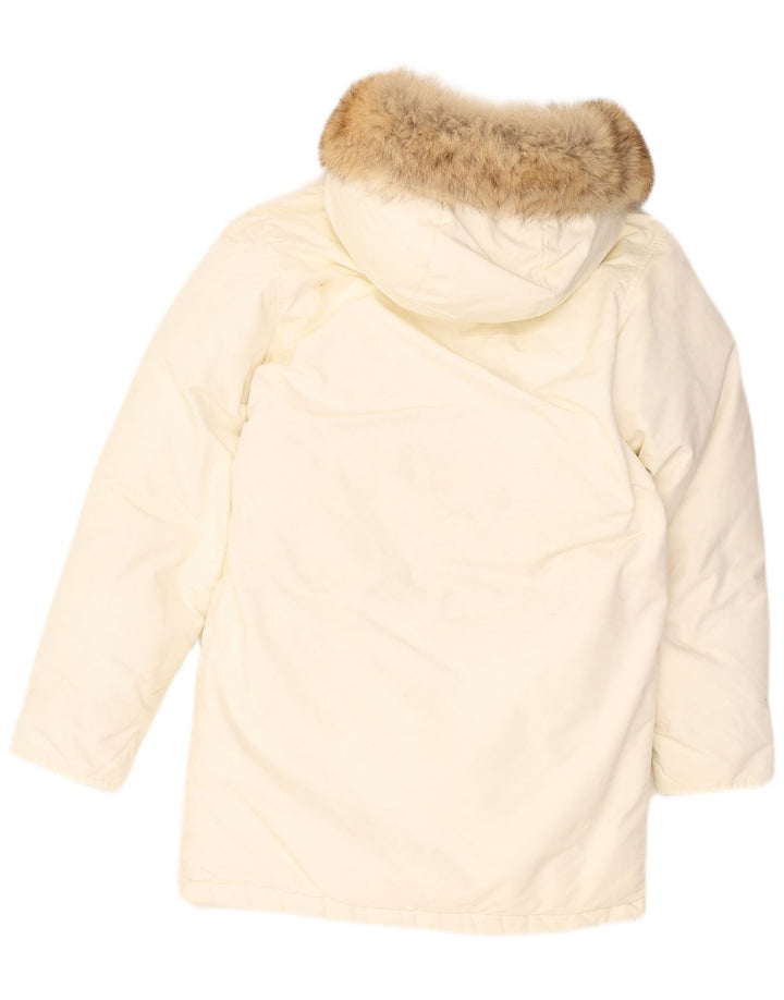 Męska ocieplana kurtka z kapturem Woolrich UK 36 Small White Nylon