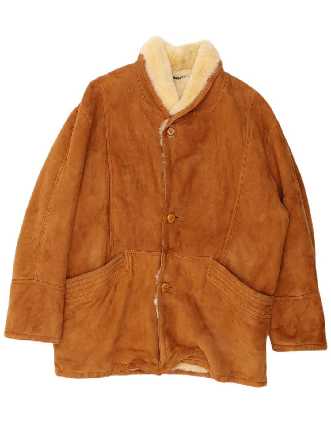 Vintage męska kurtka Shearling IT 52 XL Brązowa kurtka Shearling