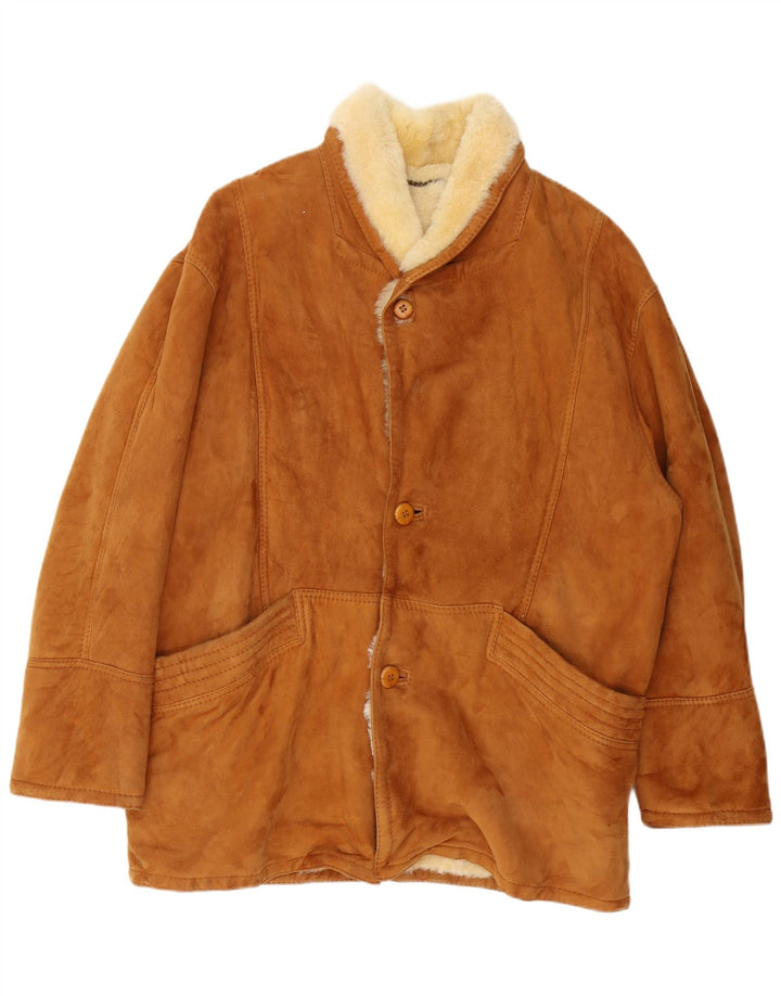 Vintage męska kurtka Shearling IT 52 XL Brązowa kurtka Shearling