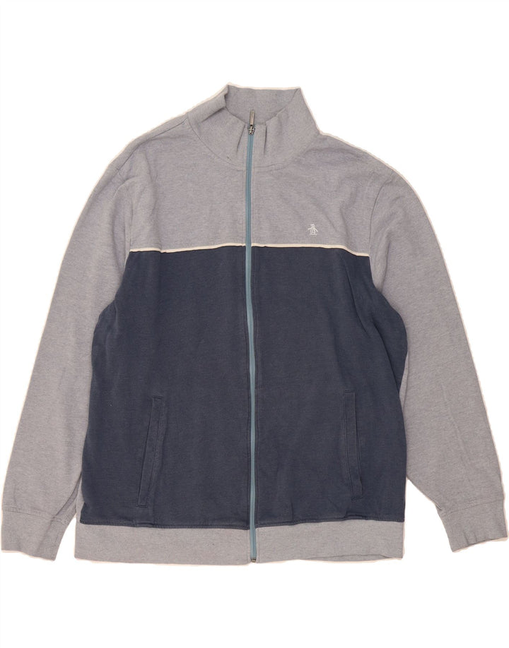 PENGUIN Mens Tracksuit Top Jacket 2XL Grey Colourblock Cotton Vintage Penguin and Second-Hand Penguin from Messina Hembry 