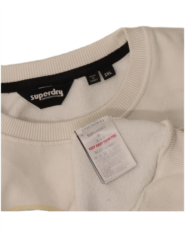 Męski sweter z grafiką Superdry 2XL, biały, bawełniany