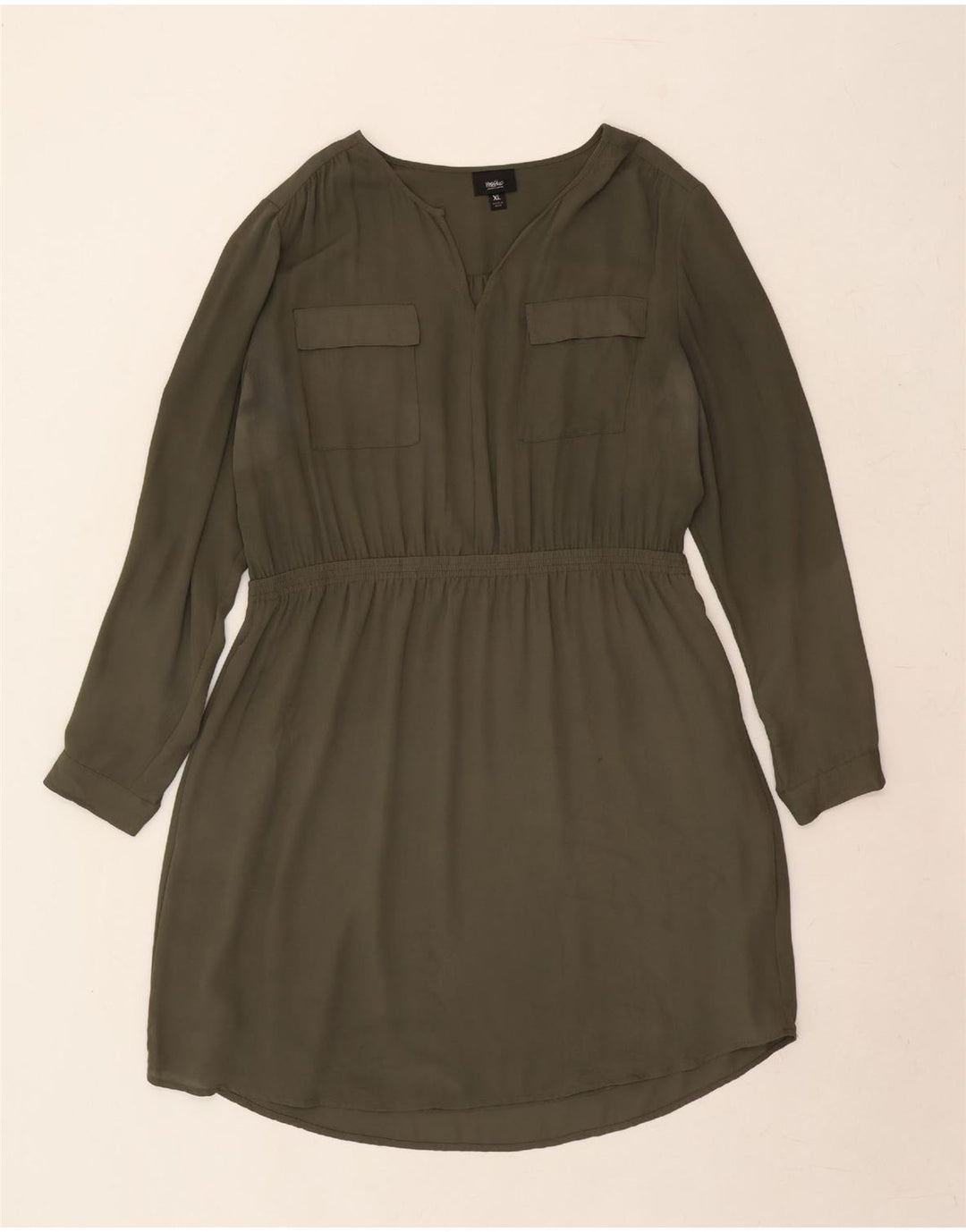 MOSSIMO Womens Long Sleeve A-Line Dress UK 18 XL Khaki Polyester Vintage Mossimo and Second-Hand Mossimo from Messina Hembry 