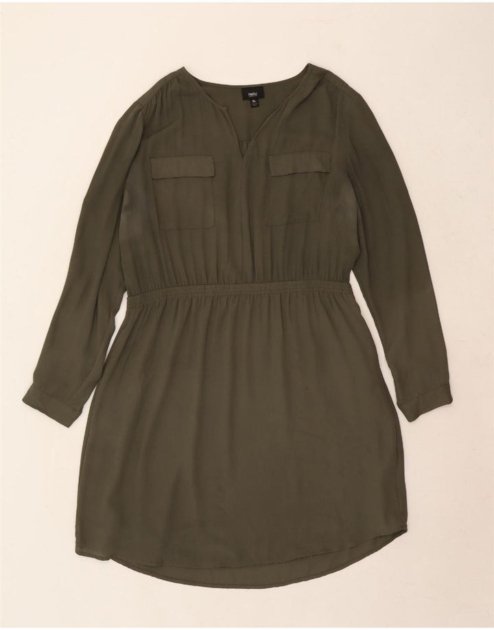 MOSSIMO Womens Long Sleeve A-Line Dress UK 18 XL Khaki Polyester Vintage Mossimo and Second-Hand Mossimo from Messina Hembry 