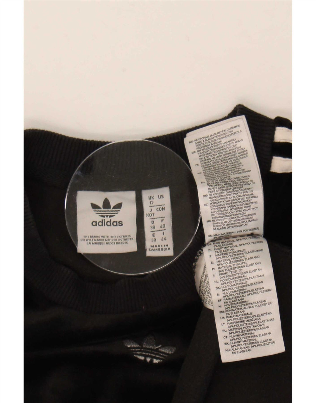 Damska koszulka welurowa Adidas z długim rękawem UK 12, średni czarny poliester