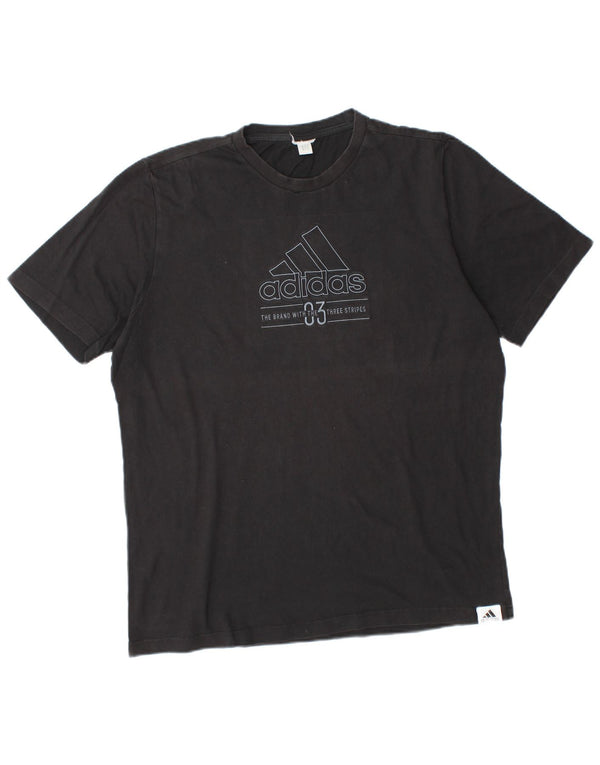 Męski T-shirt z grafiką ADIDAS, duży, czarny