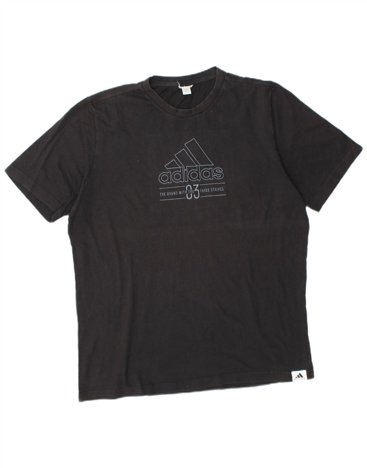 Męski T-shirt z grafiką ADIDAS, duży, czarny