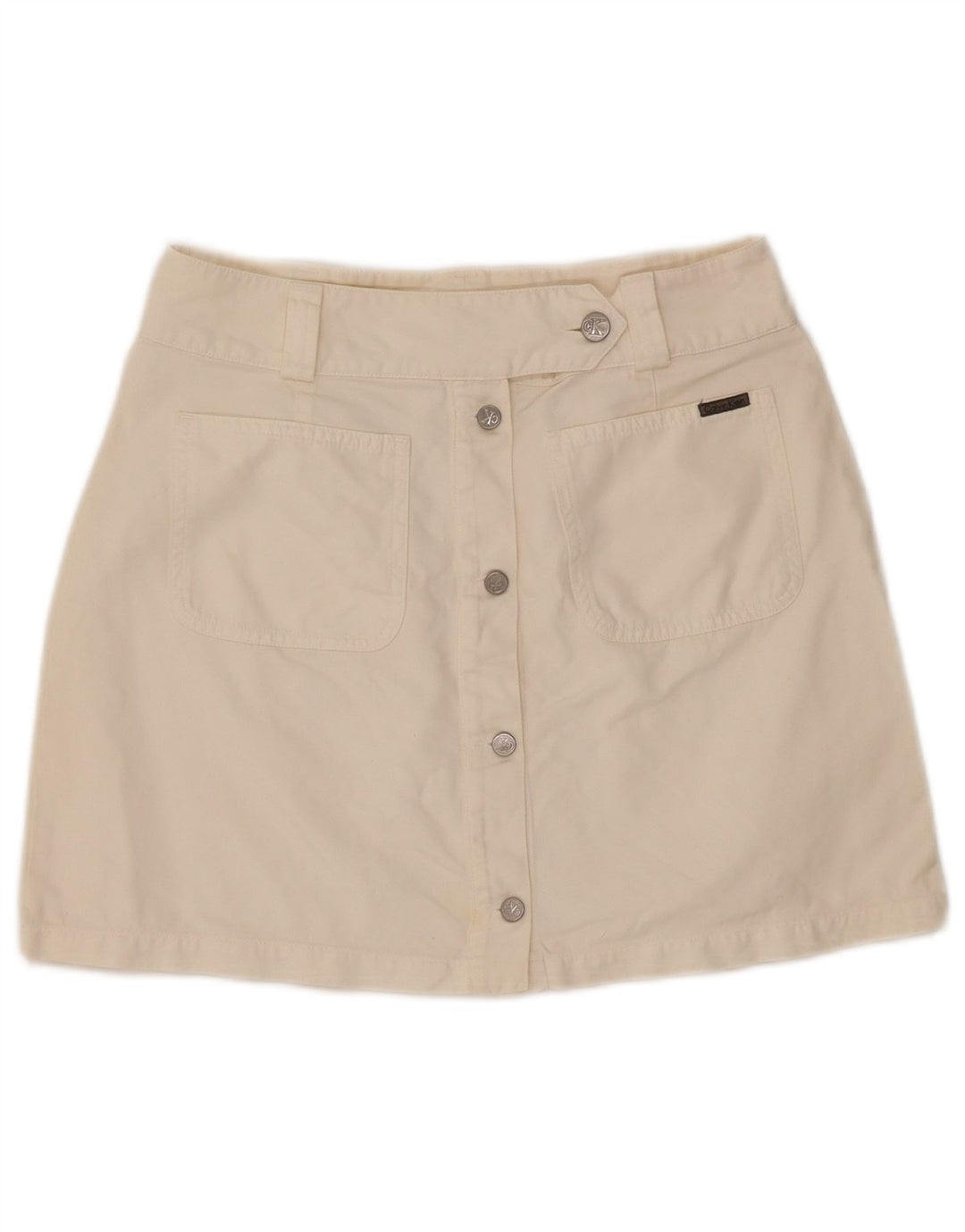 CALVIN KLEIN Damska spódnica mini W30 Średnia złamana biała bawełna