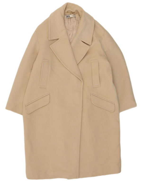 Damski płaszcz oversize Zara UK 16, duży, beżowy, poliester