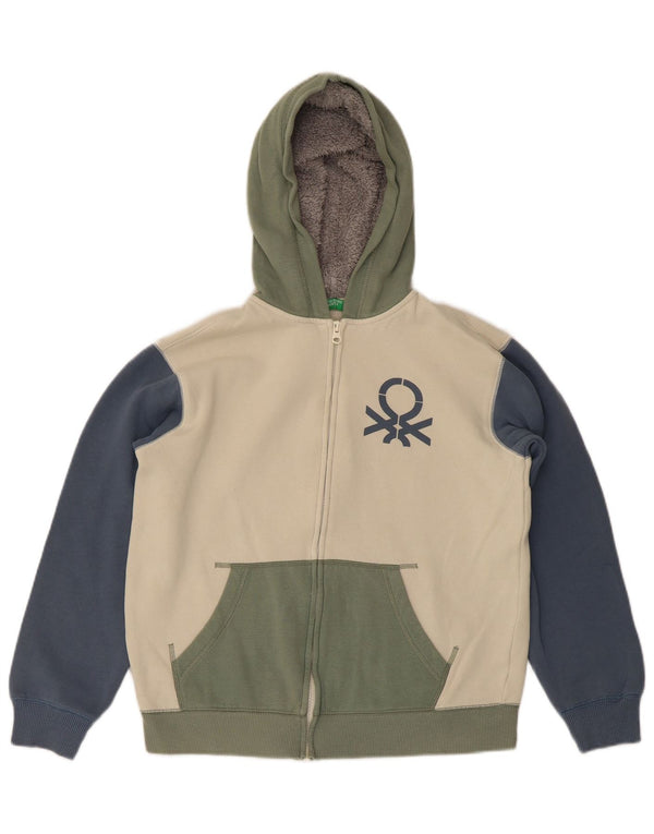 Sweter chłopięcy Benetton z kapturem i zamkiem, 11-12 lat, 2XL, wielokolorowy, z blokami kolorów