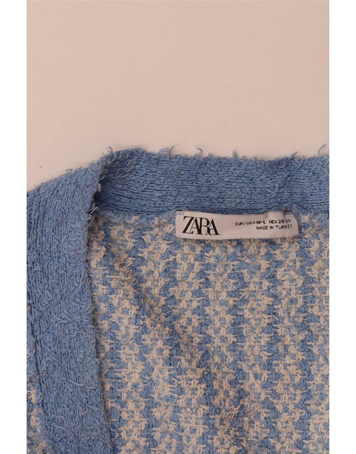 Damski sweter oversize Zara UK 14 Średni niebieski, geometryczny, bawełniany