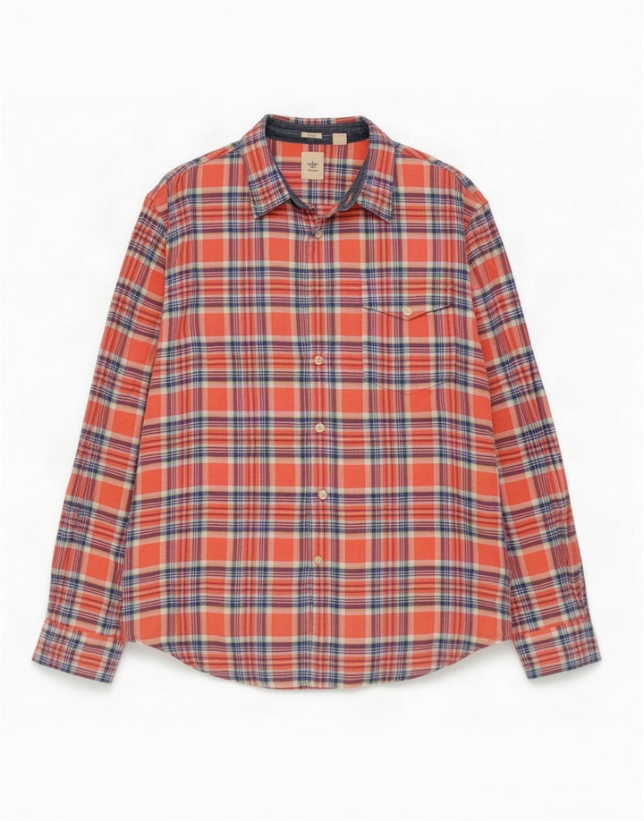 Dockers Męska dopasowana koszula flanelowa w dużą pomarańczową kratkę