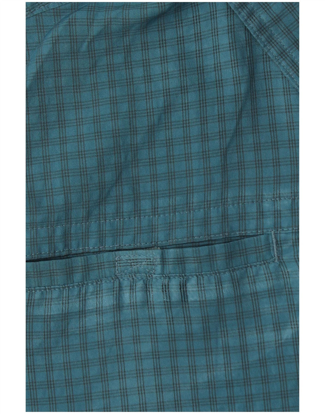 Koszula męska z krótkim rękawem EDDIE BAUER, poliester w kratkę, w kolorze średnioniebieskim