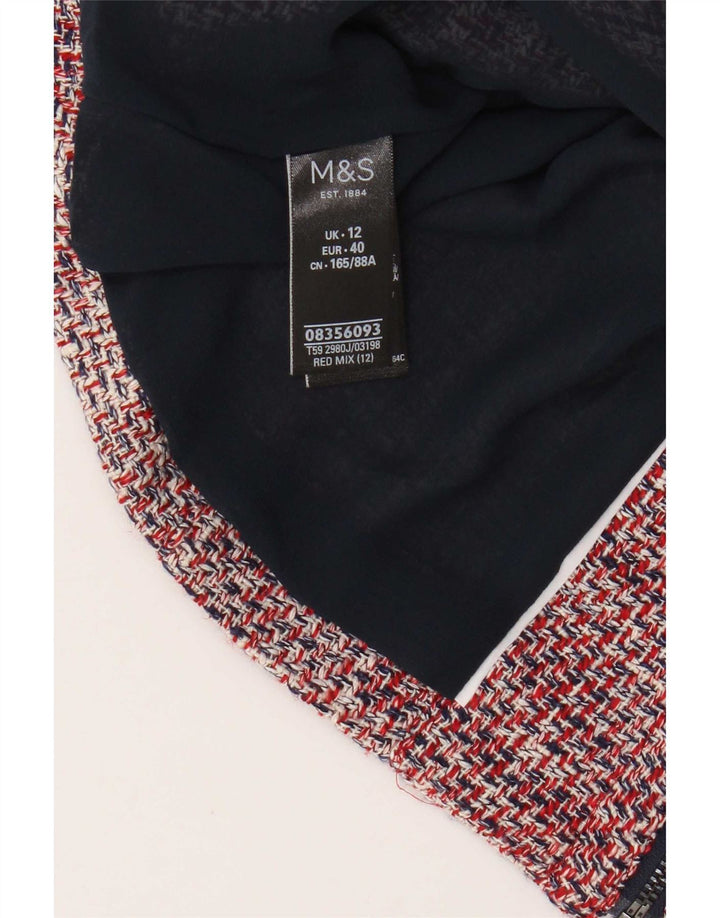 Marks & Spencer Damska marynarka typu Crop Blazer UK 12, średnia, czerwona, bawełniana w plamki