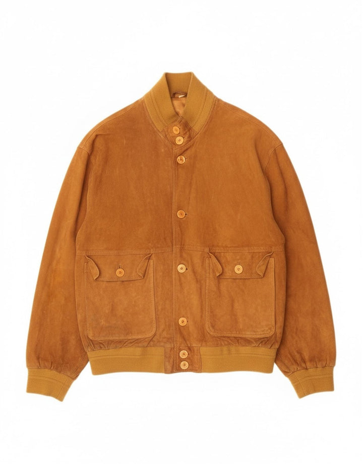 Vintage męska zamszowa kurtka bomber IT 50 duża beżowa skóra