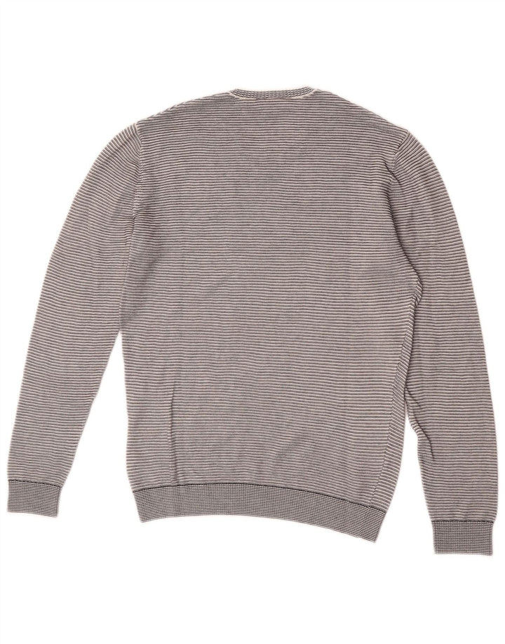 Męski sweter Lacoste z okrągłym dekoltem, rozmiar 3, mały, szary, bawełniany w paski