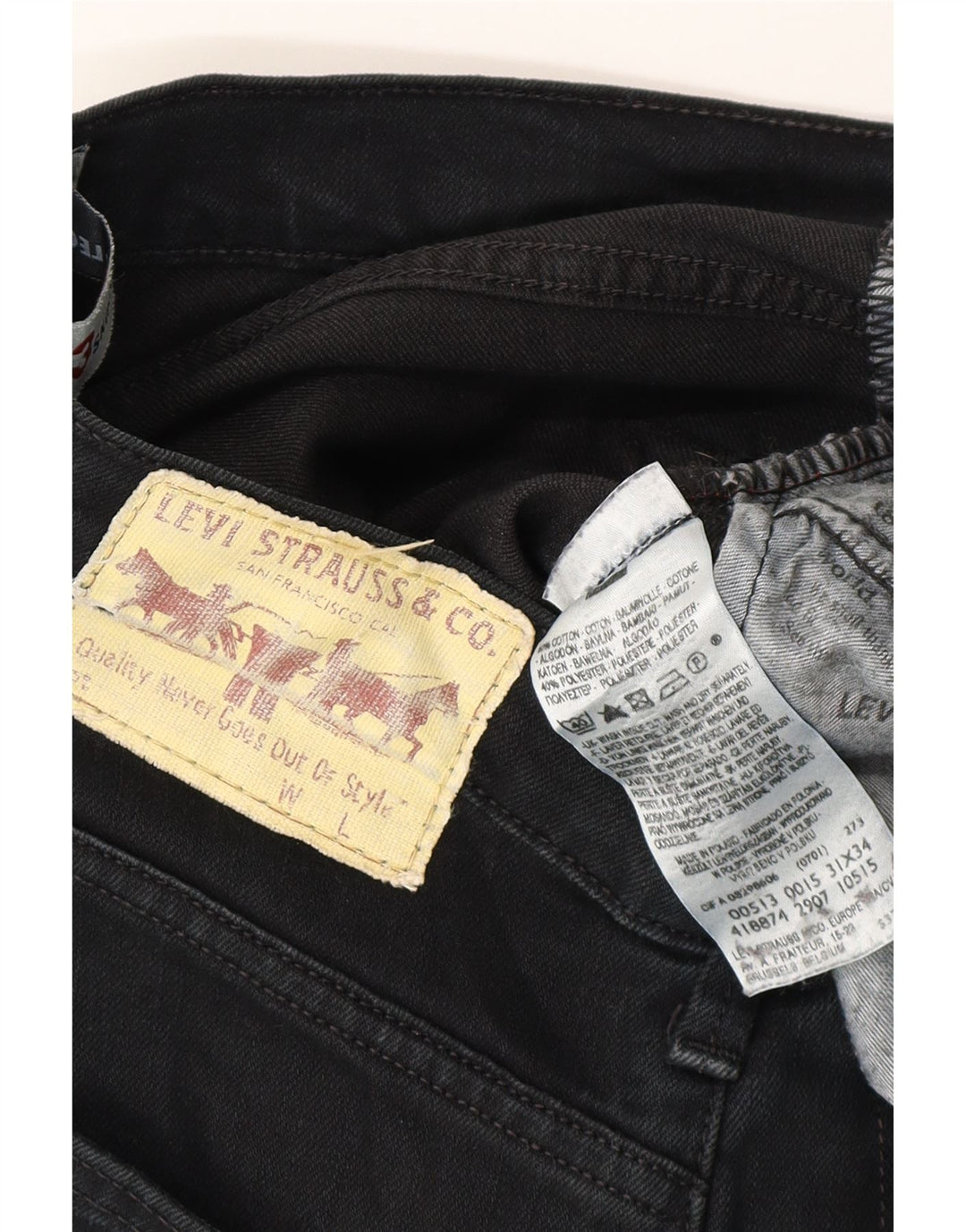 Męskie jeansy obcisłe LEVI'S 513 W31 L26 Czarne bawełniane