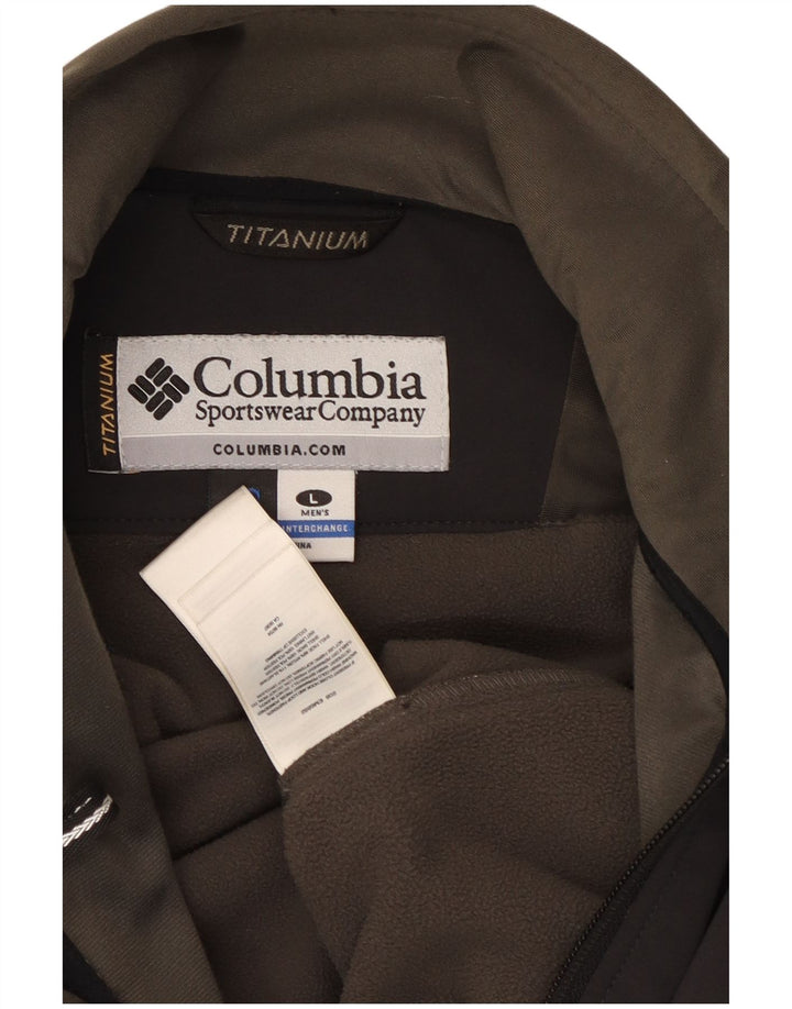 Męska kurtka wiatrówka Columbia Interchange UK 40, duża, czarna nylonowa