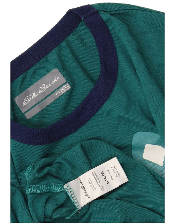 Chłopięcy top z długim rękawem EDDIE BAUER z grafiką, duży, zielony, 13-14 lat