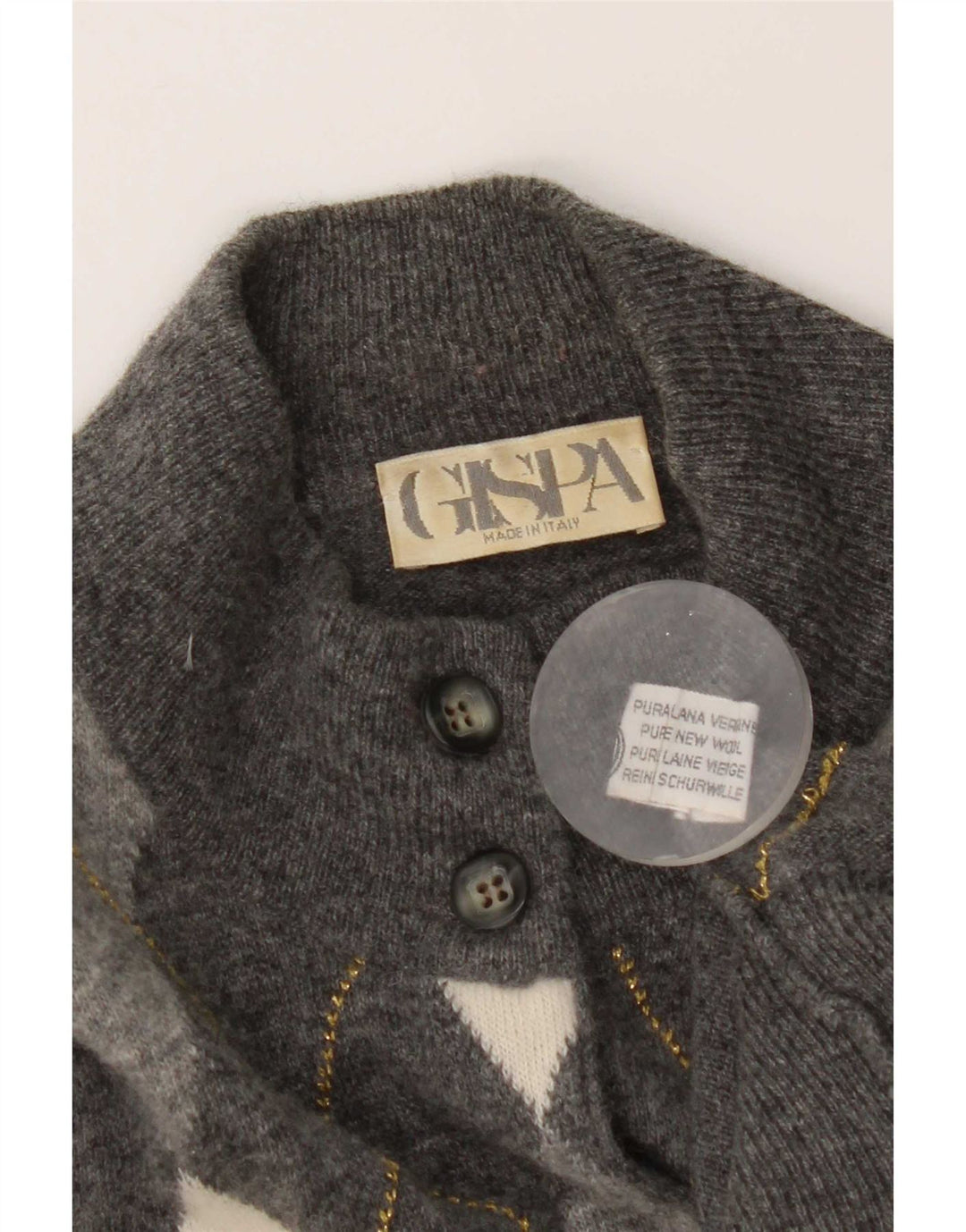 Damski sweter rozpinany Gispa UK 14 Średni szary Argyle/Diamentowa dziewicza wełna