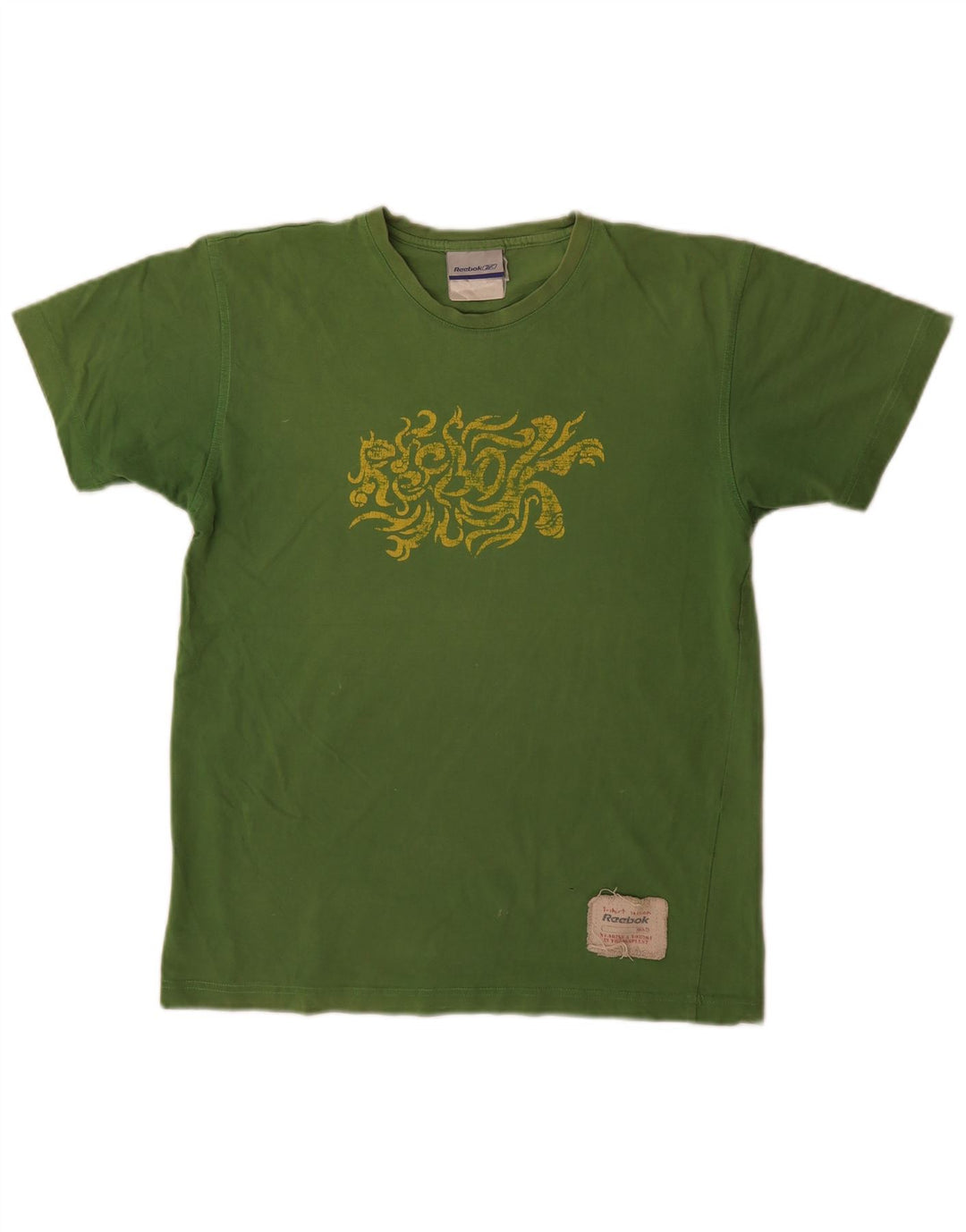 Męski T-shirt Reebok z grafiką, mały, zielony, bawełniany