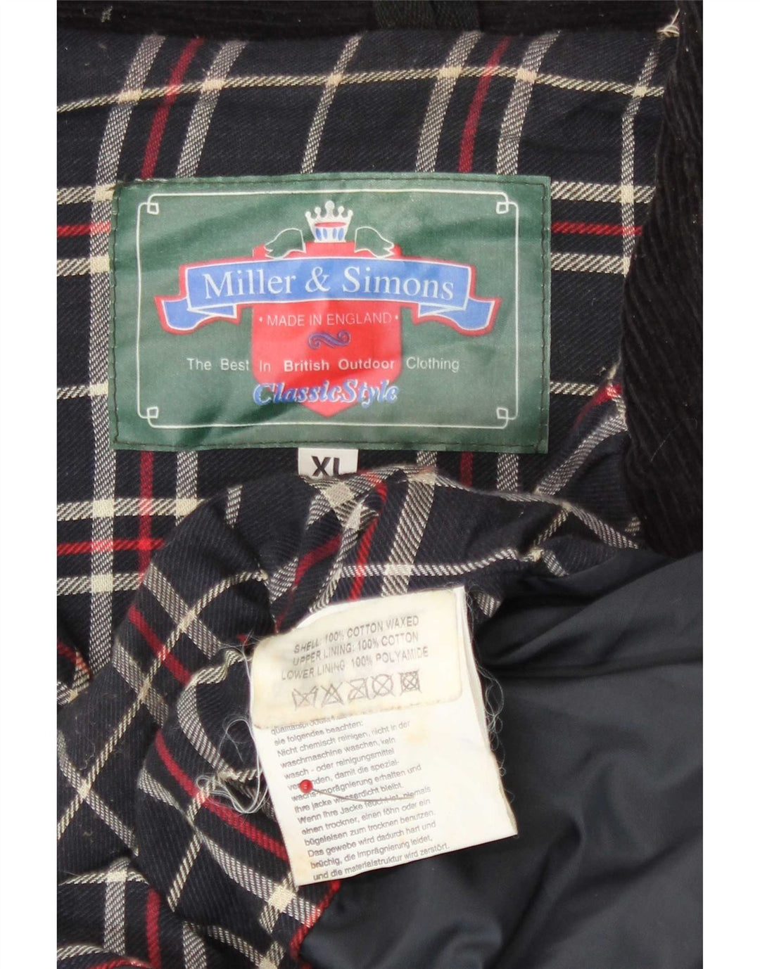 Męska kurtka z woskowanej bawełny Miller & Simons UK 42 XL, czarna