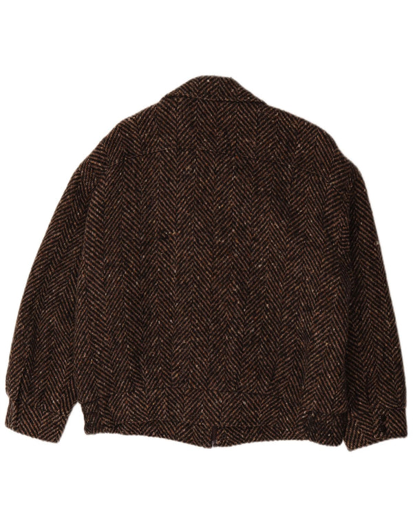 Męska kurtka wiatrówka Bomber Vintage UK 42 XL Brązowa wełna w jodełkę