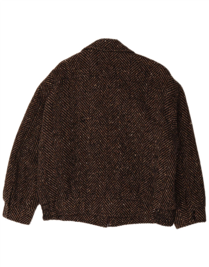 Męska kurtka wiatrówka Bomber Vintage UK 42 XL Brązowa wełna w jodełkę