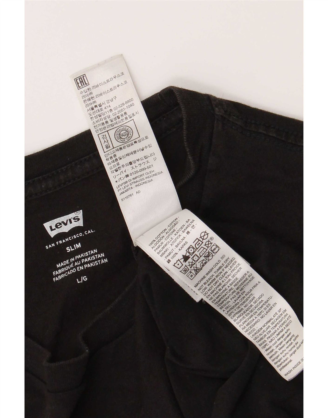Męski T-shirt Levi's Slim Fit, duży, czarny, bawełniany