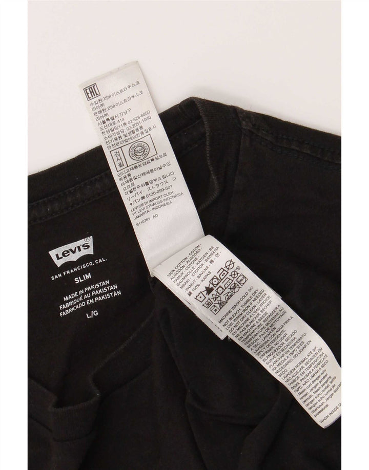 Męski T-shirt Levi's Slim Fit, duży, czarny, bawełniany