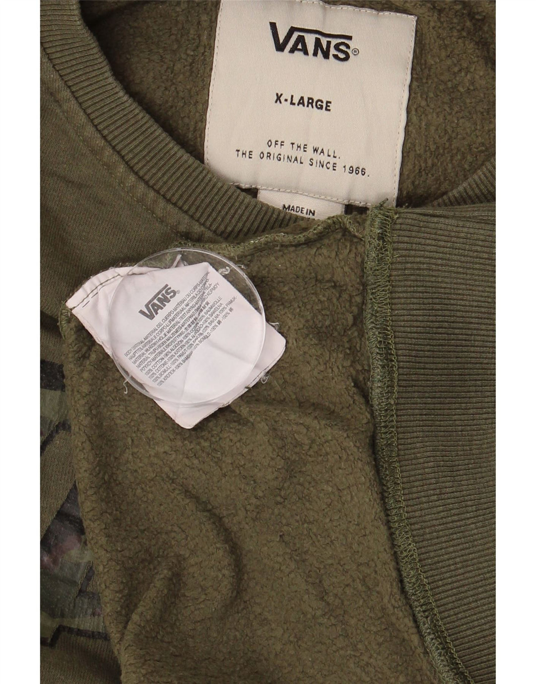 Męski sweter z grafiką VANS XL, bawełniany khaki