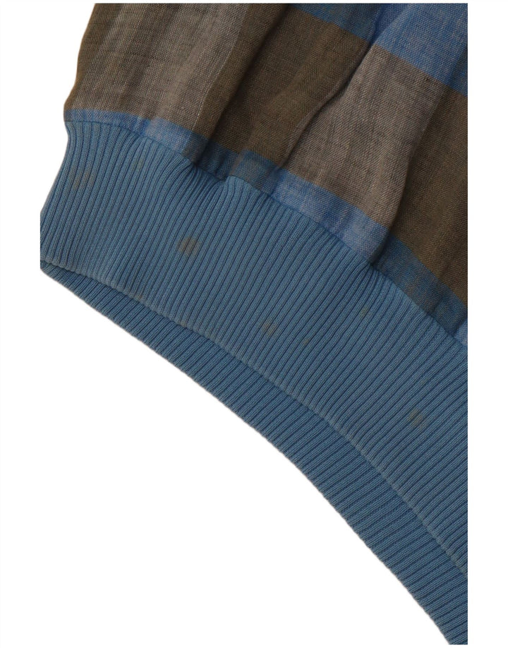 Męska koszula pulowerowa z krótkim rękawem VINTAGE IT 48 Średnioniebieska kratka, len