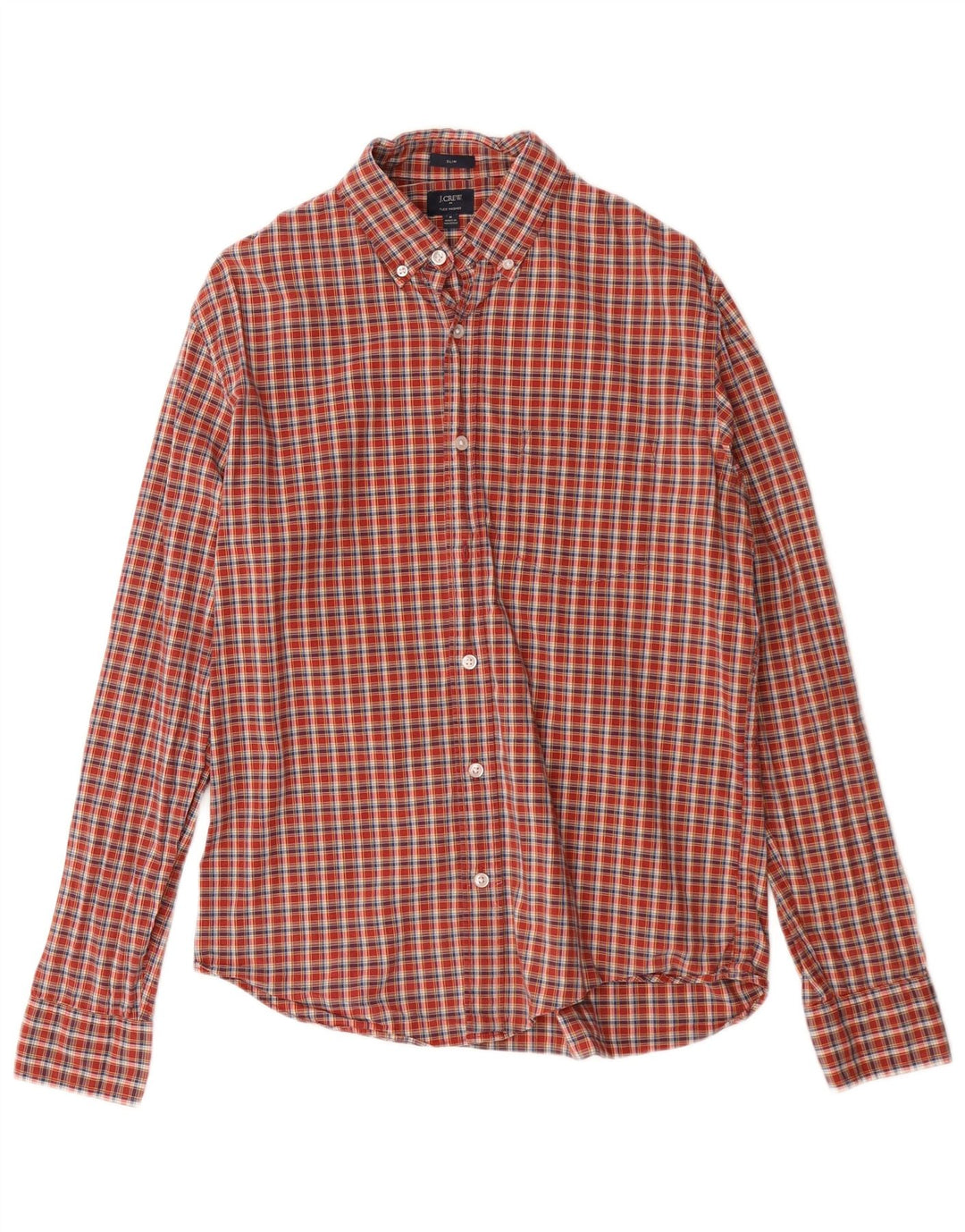 J. CREW Męska koszula slim fit, bawełniana, w średnią czerwoną kratkę