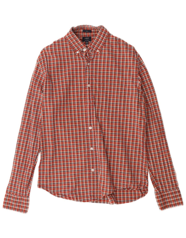 J. CREW Mens Slim Fit Shirt Medium Red Check Cotton
