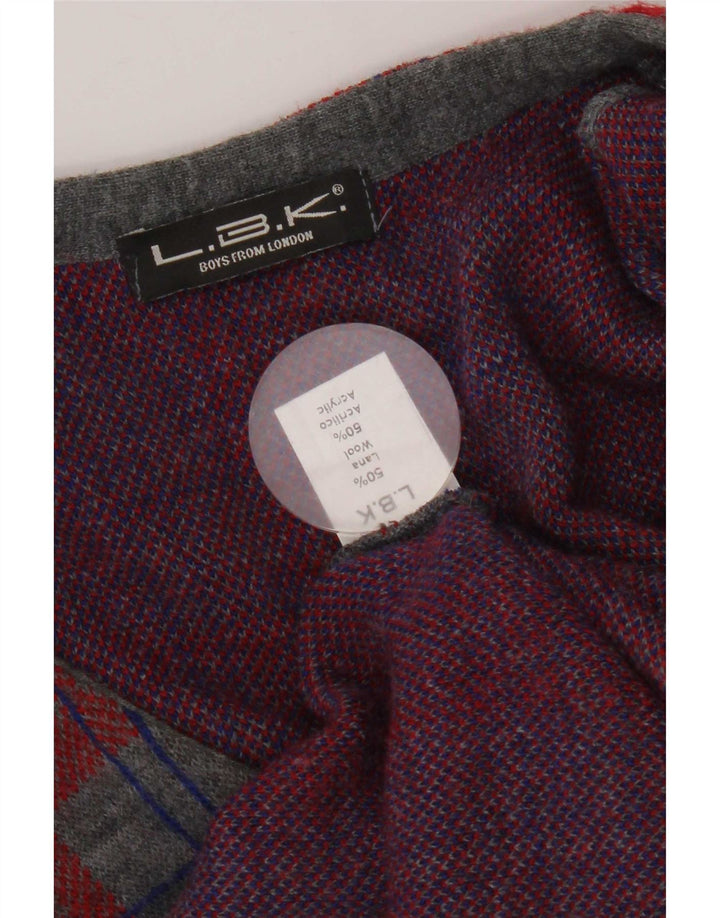 Męski sweter bez rękawów w stylu vintage, mały, szary, wełniany w kratkę
